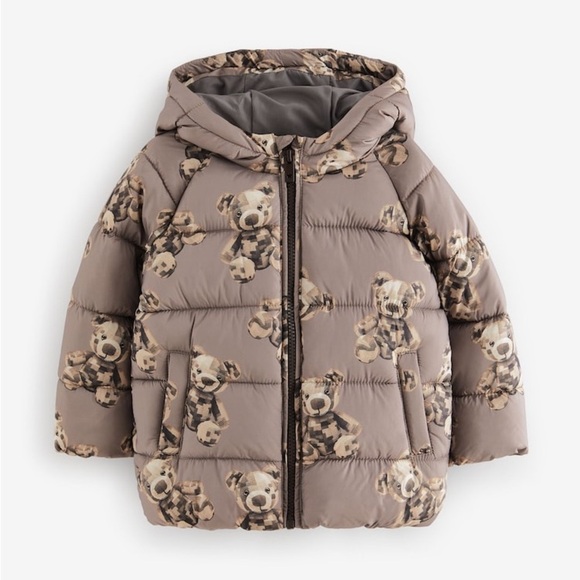 New
Brown Bear Print Shower Resistant Padded Puffer Coat - Picture 4 of 6
